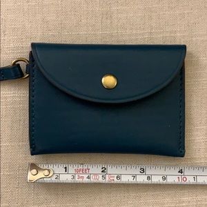 J. Crew leather turquoise and gold card holder